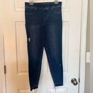 Spanx Distressed Ankle Skinny Jeans, Medium Wash, size large